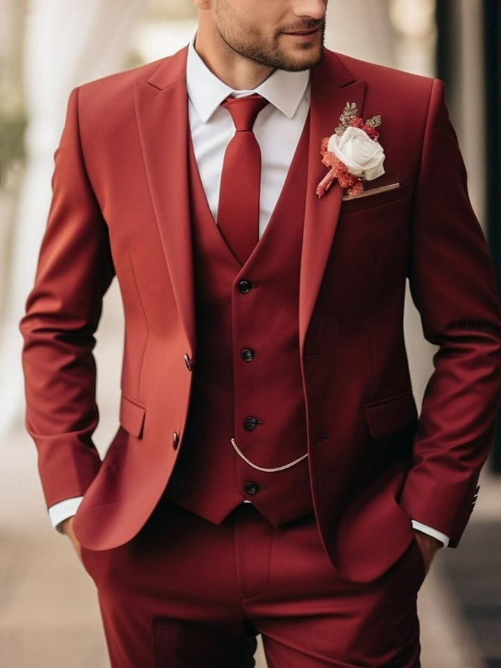 Costume homme 3 pièces, coupe ajustée, droit, 2 boutons, pour mariage/galas