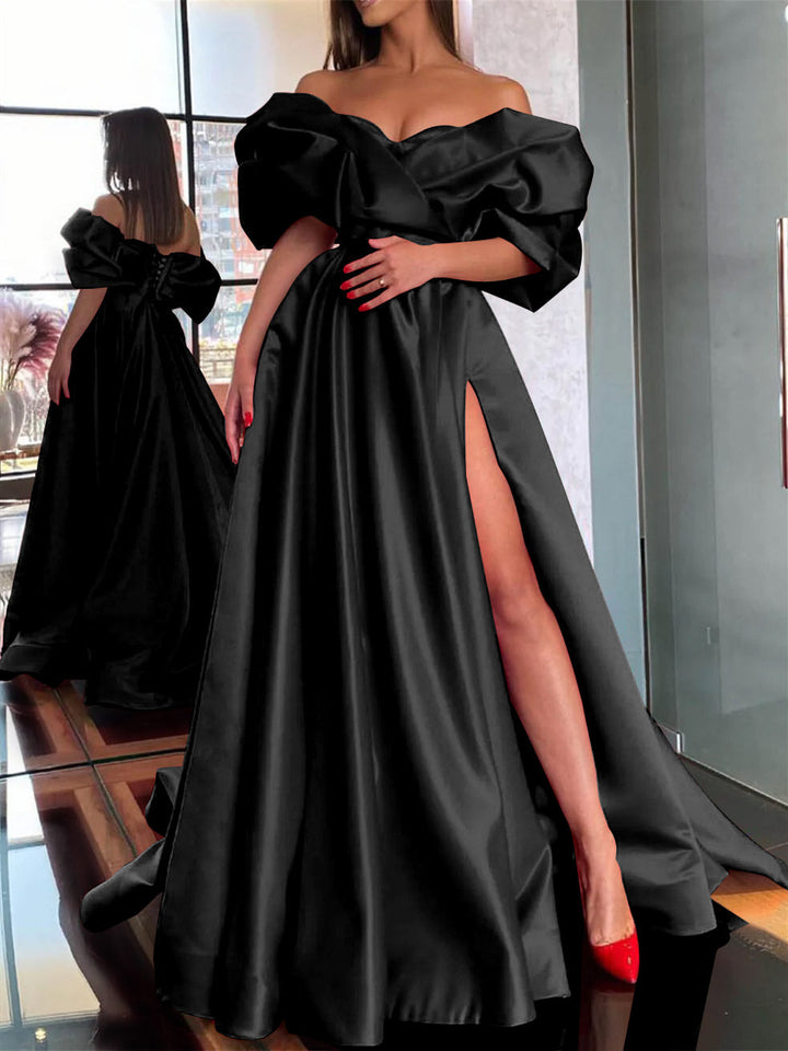Robe de Bal Longue Au Sol, Coupe A-Line/Princesse, Épaules Dénudées