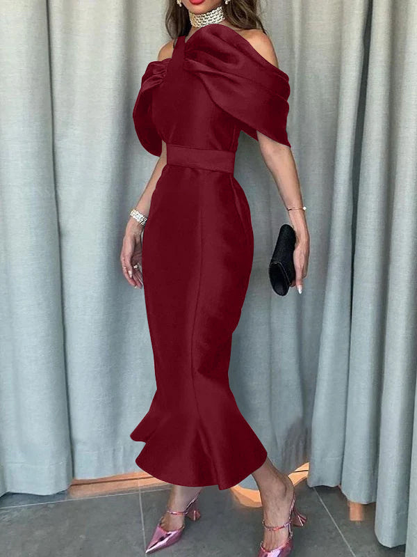 Robe de Soirée Sirène/Trompette à Épaules Dénudées et Longueur Cheville