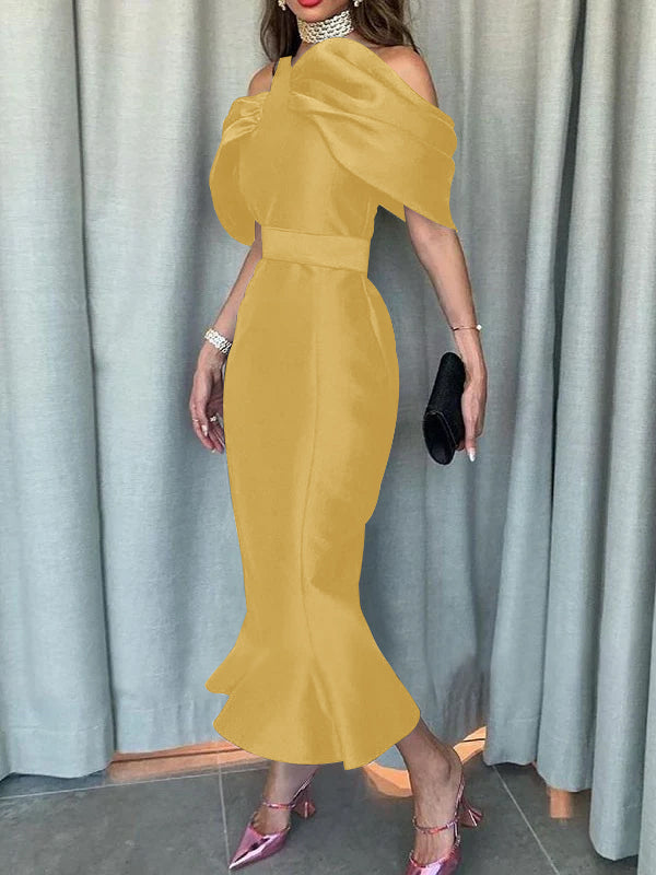 Robe de Soirée Sirène/Trompette à Épaules Dénudées et Longueur Cheville