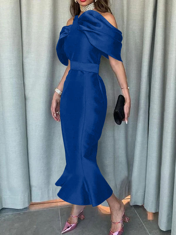 Robe de Soirée Sirène/Trompette à Épaules Dénudées et Longueur Cheville