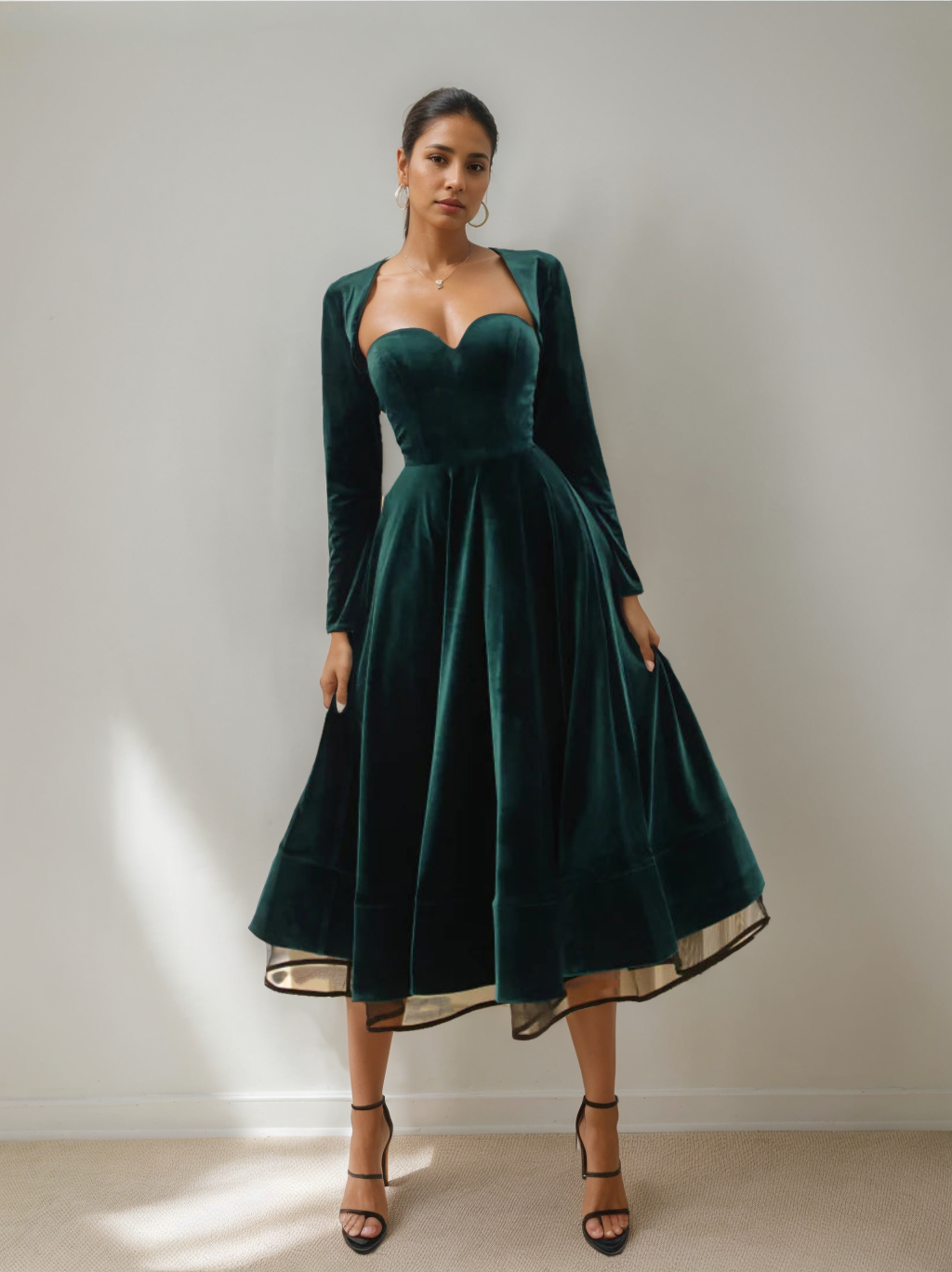 Ligne A/Princesse Chérie Longueur de Thé Velours Robes de Cocktail avec veste