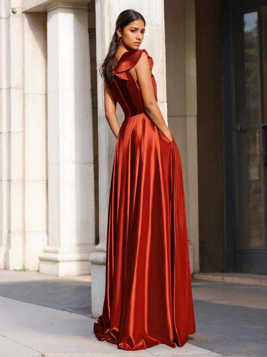 Robe de Soirée Trapèze/Princesse Asymétrique Sans Manches, Longueur Au Sol, avec Volants