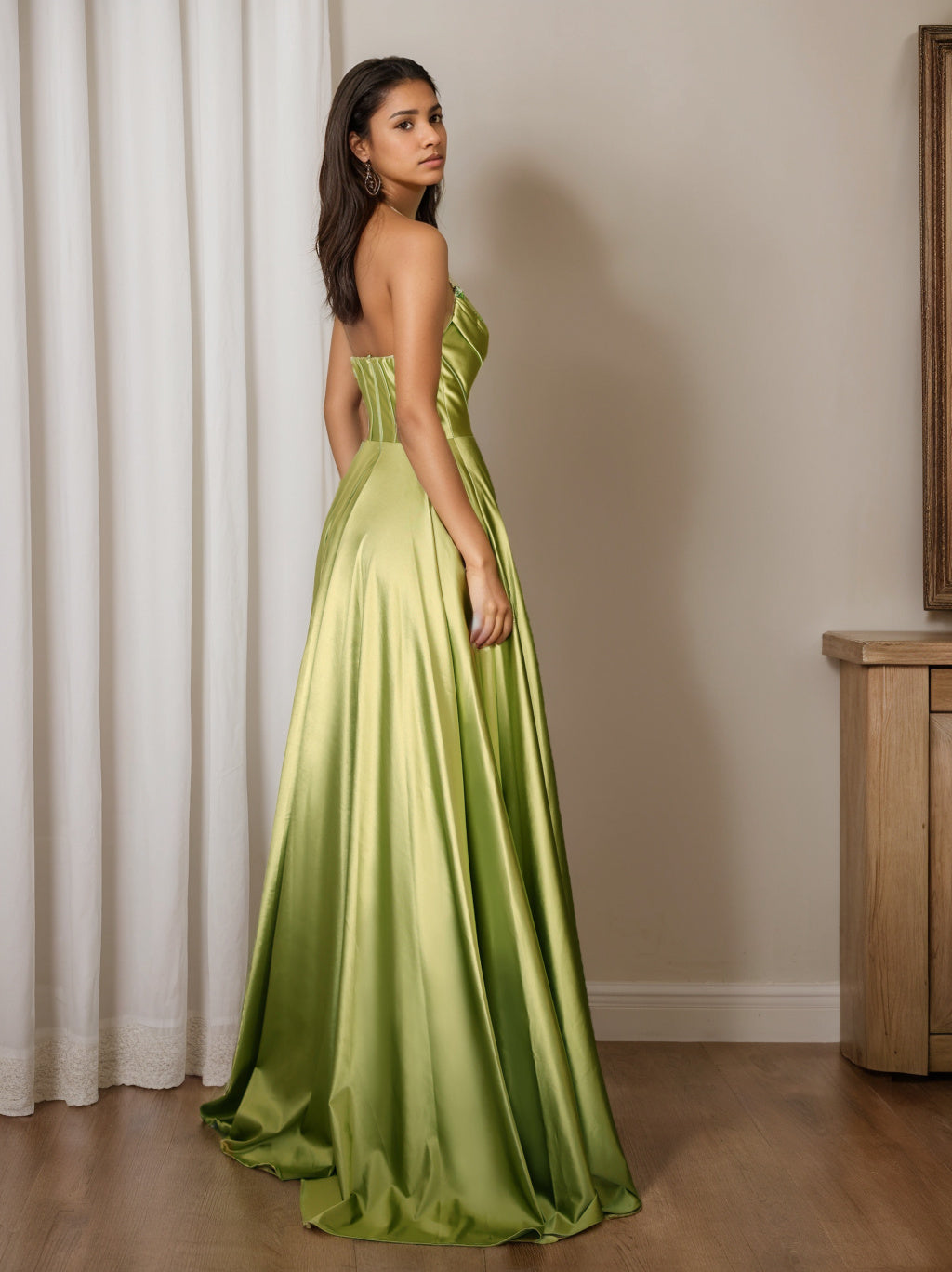 Robe de Soirée Trapèze/Princesse Sans Manches, Longueur Au Sol, Sans Bretelles, avec Paillettes
