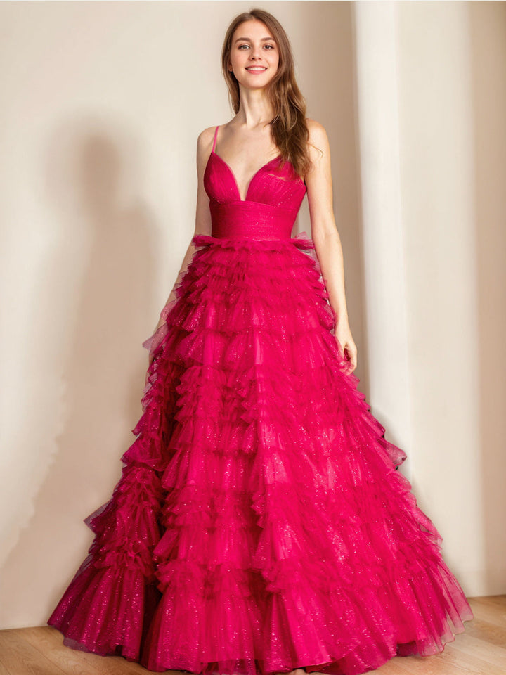 Robe de Soirée Trapèze/Princesse à Bretelles Spaghetti et Décolleté en Cœur Sans Manches et Longueur Au Sol avec Paillettes