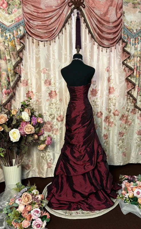 Robe de Bal de Promo Sirène/Trompette Bustier en Taffetas Longueur au Sol à Volants Sans Manches
