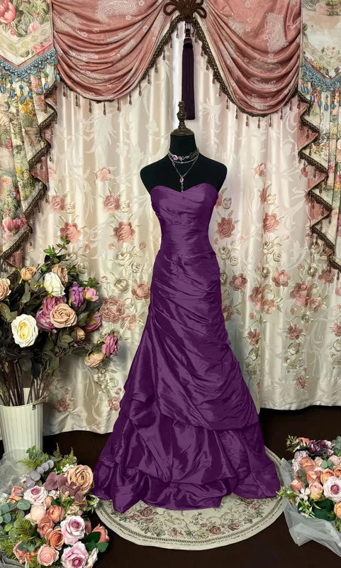Robe de Bal de Promo Sirène/Trompette Bustier en Taffetas Longueur au Sol à Volants Sans Manches