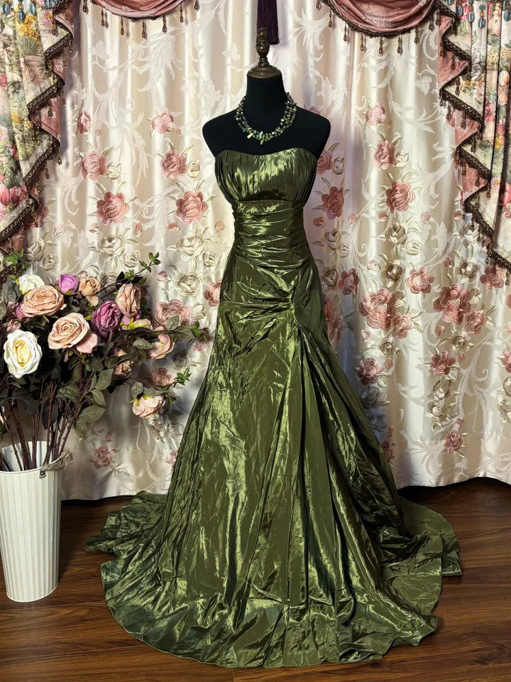 Robe de Bal de Promo Sirène/Trompette Bustier en Taffetas Longueur au Sol Froncée Sans Manches