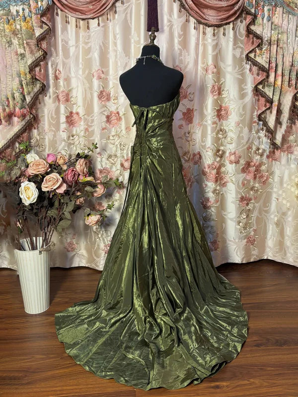 Robe de Bal de Promo Sirène/Trompette Bustier en Taffetas Longueur au Sol Froncée Sans Manches
