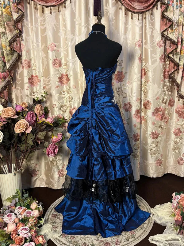 Robe de Bal de Promo Ligne A/Princesse Bustier en Taffetas Longueur au Sol à Volants Sans Manches