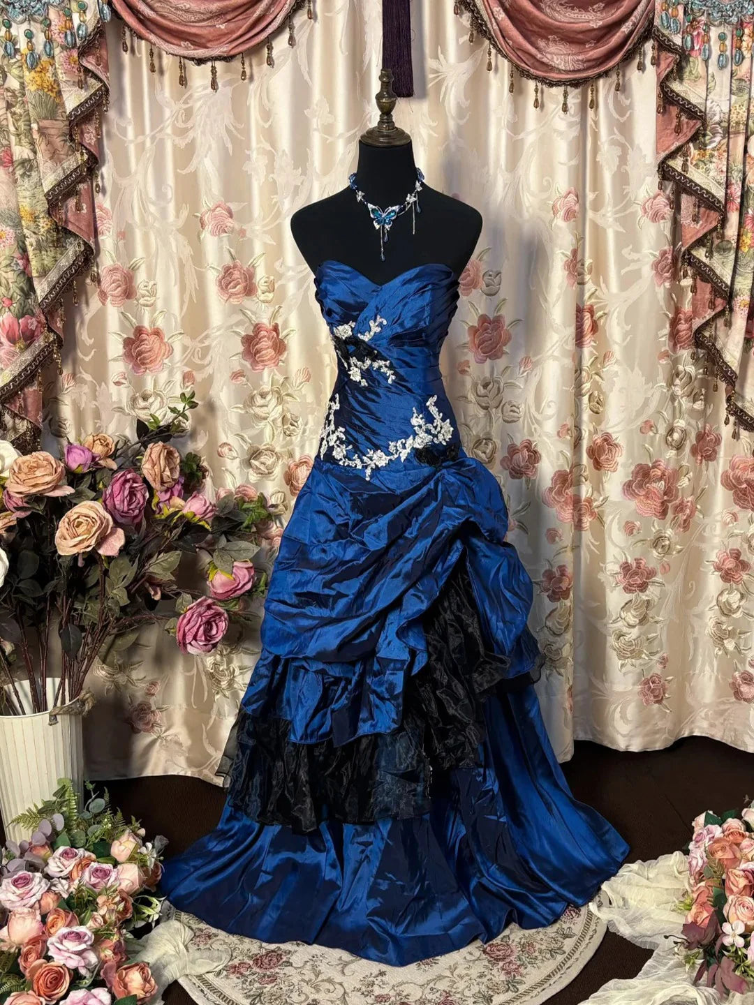 Robe de Bal de Promo Ligne A/Princesse Bustier en Taffetas Longueur au Sol à Volants Sans Manches