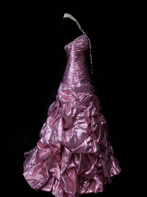 Robe de Bal de Promo Ligne A/Princesse Bustier en Taffetas Longueur au Sol à Paillettes Sans Manches Froncée