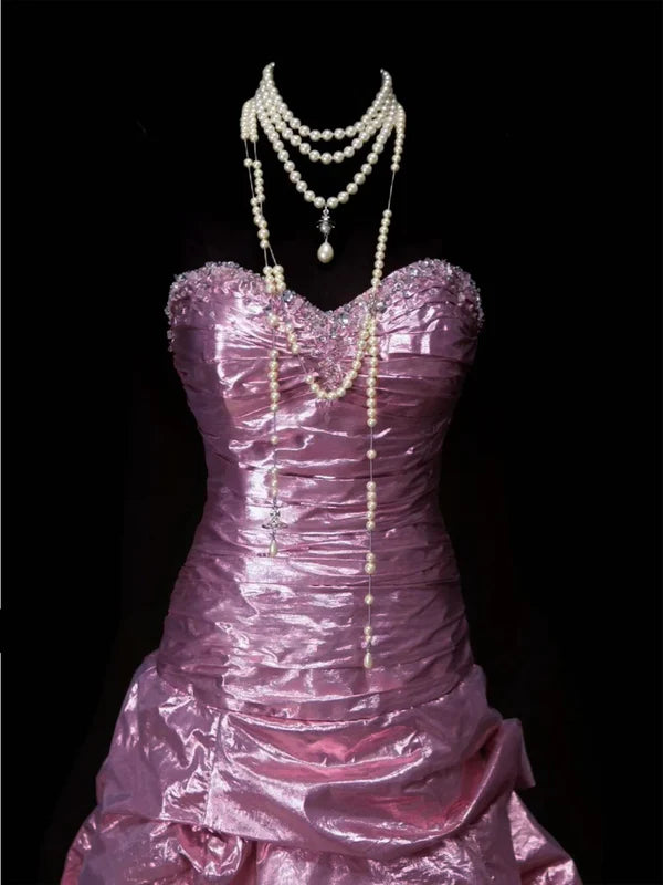 Robe de Bal de Promo Ligne A/Princesse Bustier en Taffetas Longueur au Sol à Paillettes Sans Manches Froncée