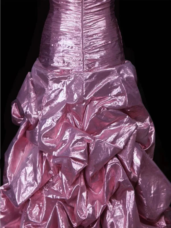 Robe de Bal de Promo Ligne A/Princesse Bustier en Taffetas Longueur au Sol à Paillettes Sans Manches Froncée