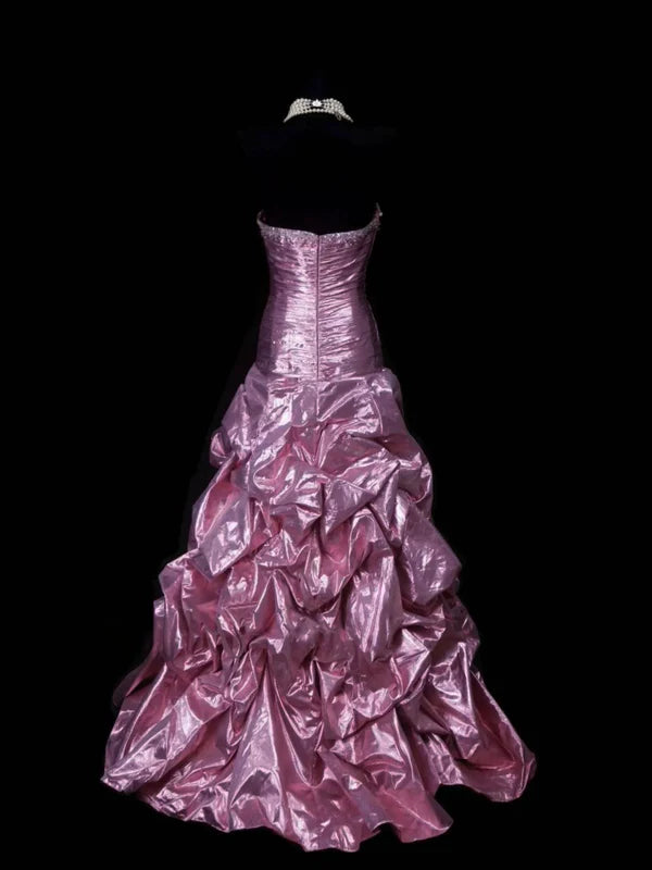 Robe de Bal de Promo Ligne A/Princesse Bustier en Taffetas Longueur au Sol à Paillettes Sans Manches Froncée