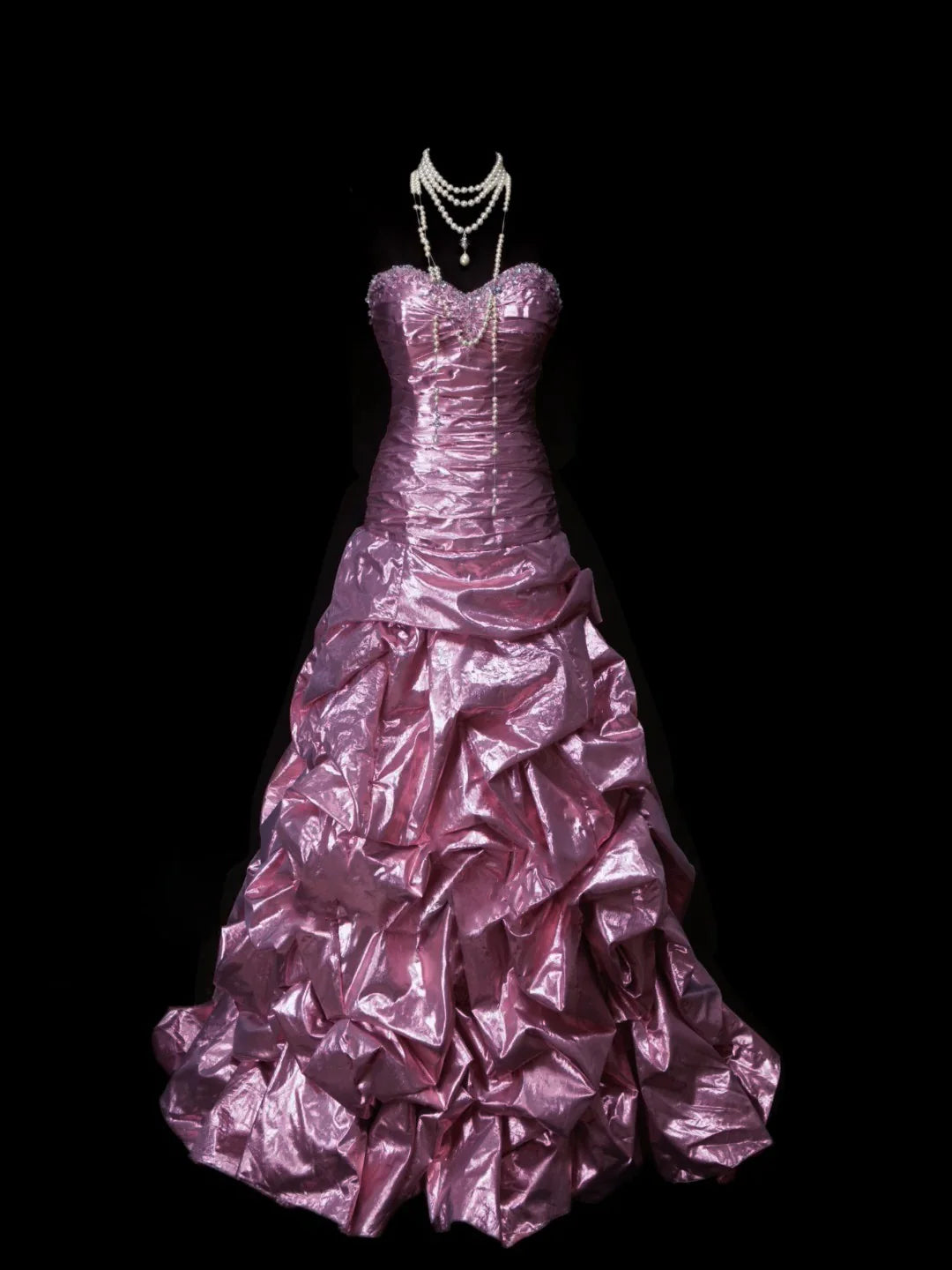 Robe de Bal de Promo Ligne A/Princesse Bustier en Taffetas Longueur au Sol à Paillettes Sans Manches Froncée