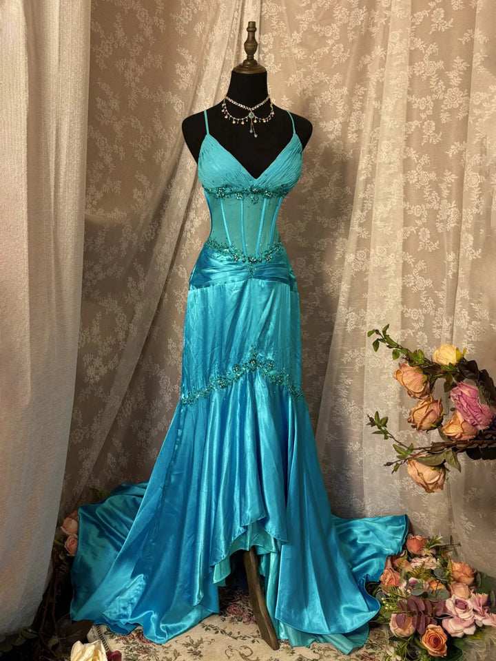 Robe de Bal de Promo Ligne A/Princesse Bretelles Fines en Taffetas Longueur au Sol à Volants Sans Manches à Paillettes