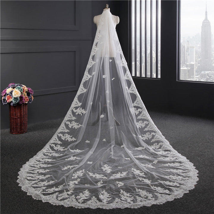 Voile de Mariage Luxueux à Un Niveau avec Appliques