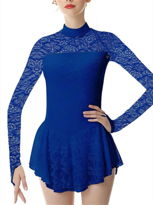 Robe de Patinage Artistique pour Femmes et Filles, Vêtements de Danse, en Élasthanne, Haute Élasticité, Mode, Manches Longues, Robe de Patinage