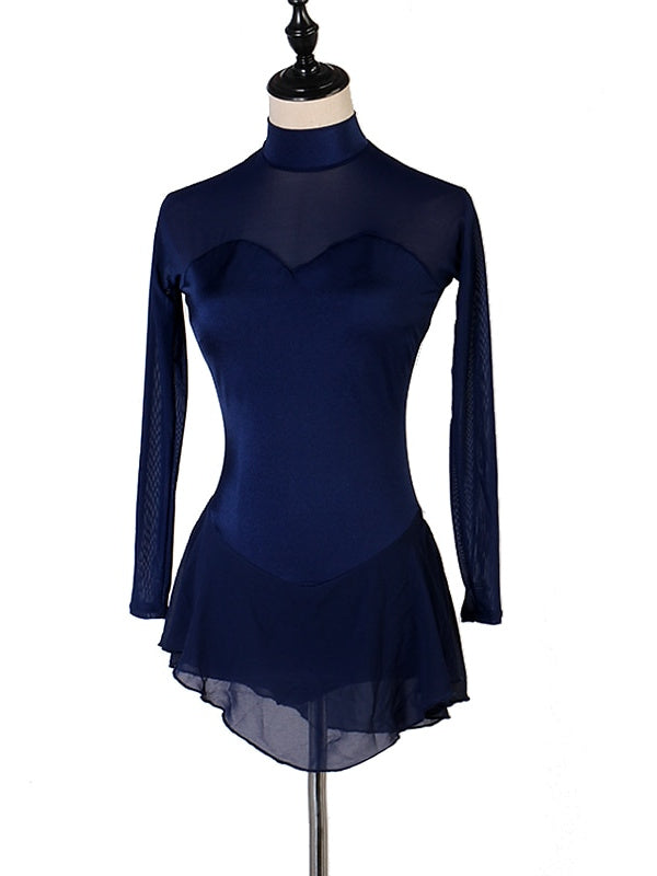 Robe de Patinage Artistique pour Femmes et Filles, Patchwork, Maille, Élasthanne, Haute Élasticité, Classique, Cristal/Strass, Robe de Patinage Sur Glace