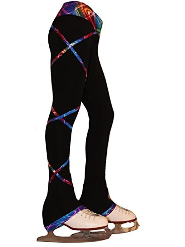 Pantalons de Patinage Artistique pour Femmes et Filles, Vêtements de Danse, Polaire, Élasthanne, Haute Élasticité, Patchwork, leggings de Patinage Sur Glace