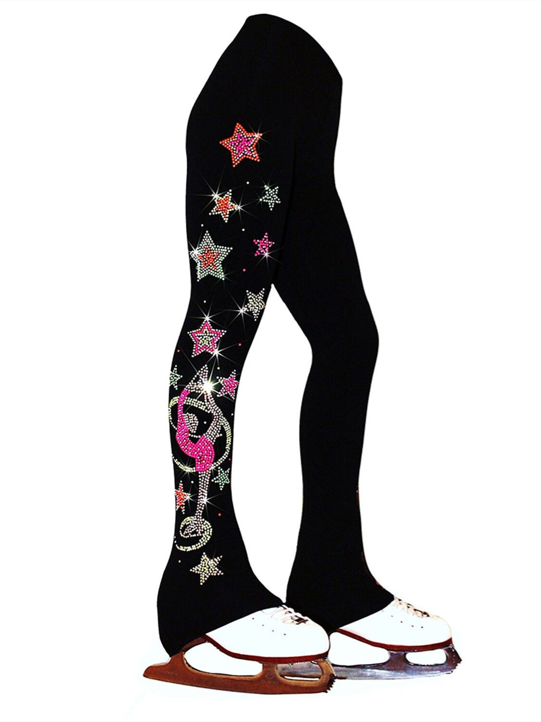 Pantalons de Patinage Artistique pour Femmes et Filles, Vêtements de Danse Sur Glace, Bas de Patinage Extensibles en Cristal/Strass