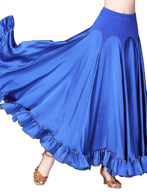 Jupes de Danse de Salon à Volants pour Femmes, en Polyester de Haute Qualité