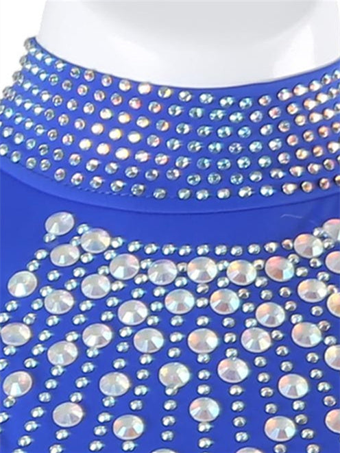 Robe de Danse de Salon pour Femmes, Tenue de Danse de Salon à Strass, Manches Longues pour Femmes