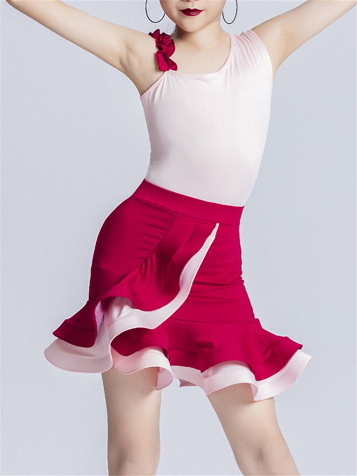 Jupes de Danse pour Enfants Sans Manches, Drapées Sur les Côtés, en Polyester, pour Filles