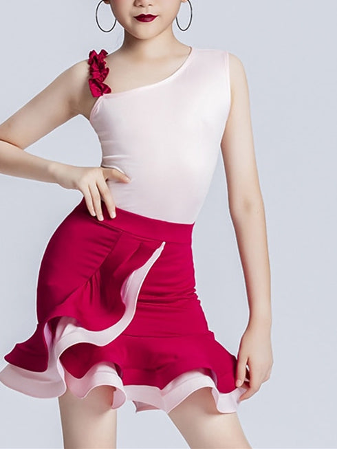 Jupes de Danse pour Enfants Sans Manches, Drapées Sur les Côtés, en Polyester, pour Filles