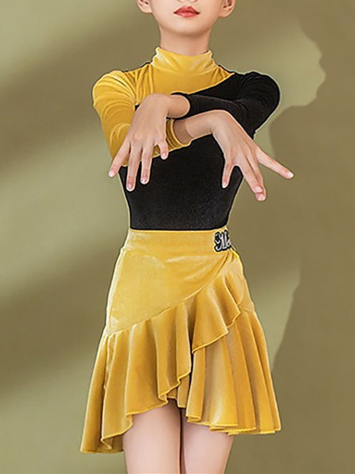 Jupes de Danse pour Enfants Motif/Imprimé Manches Longues Performance pour Filles Polyester Velours