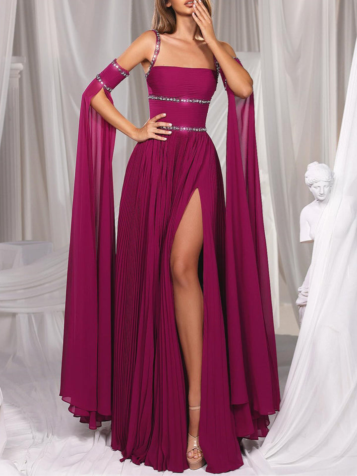 Robe de Bal Longue Au Sol à Bretelles Spaghetti de Forme A-Line/Princess