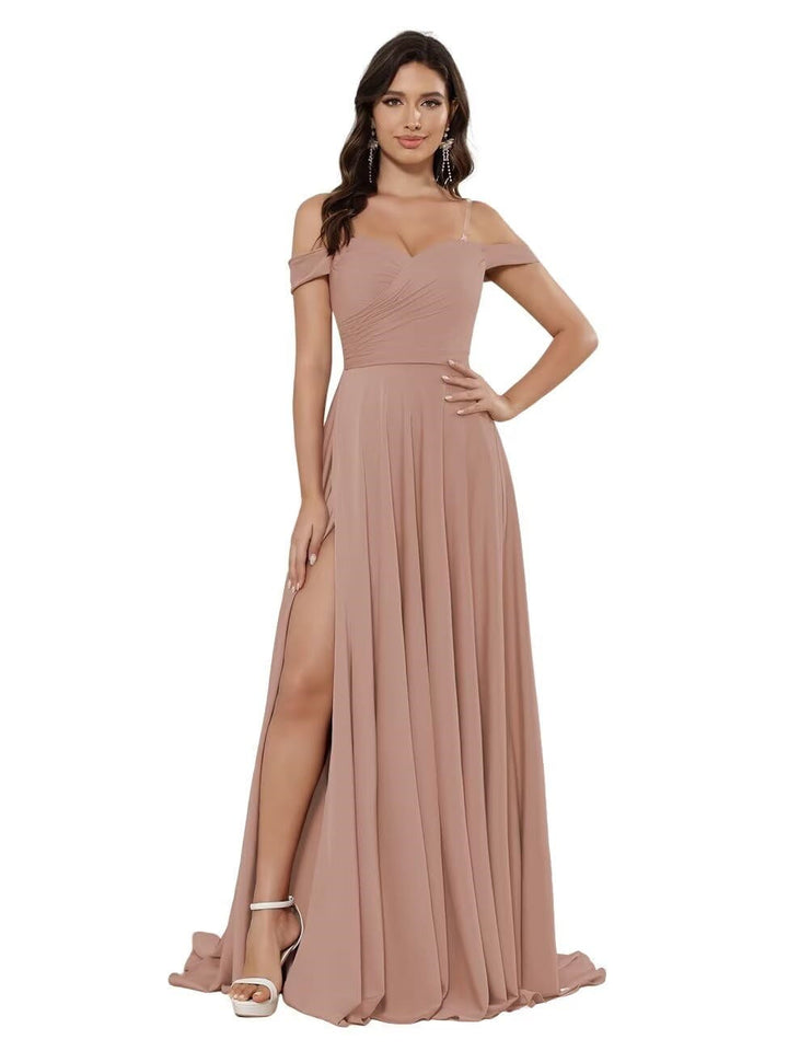 Ligne A/Princesse Satin Hors de l'épaule Sans Manches La Longueur du Sol Robes de Demoiselle d'Honneur