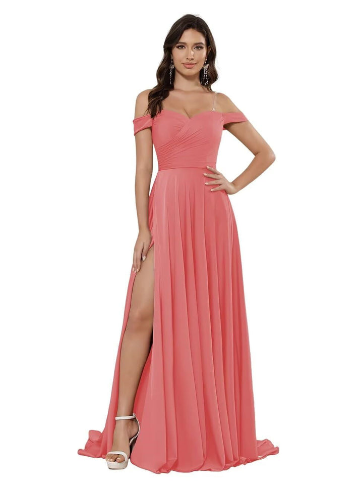 Ligne A/Princesse Satin Hors de l'épaule Sans Manches La Longueur du Sol Robes de Demoiselle d'Honneur