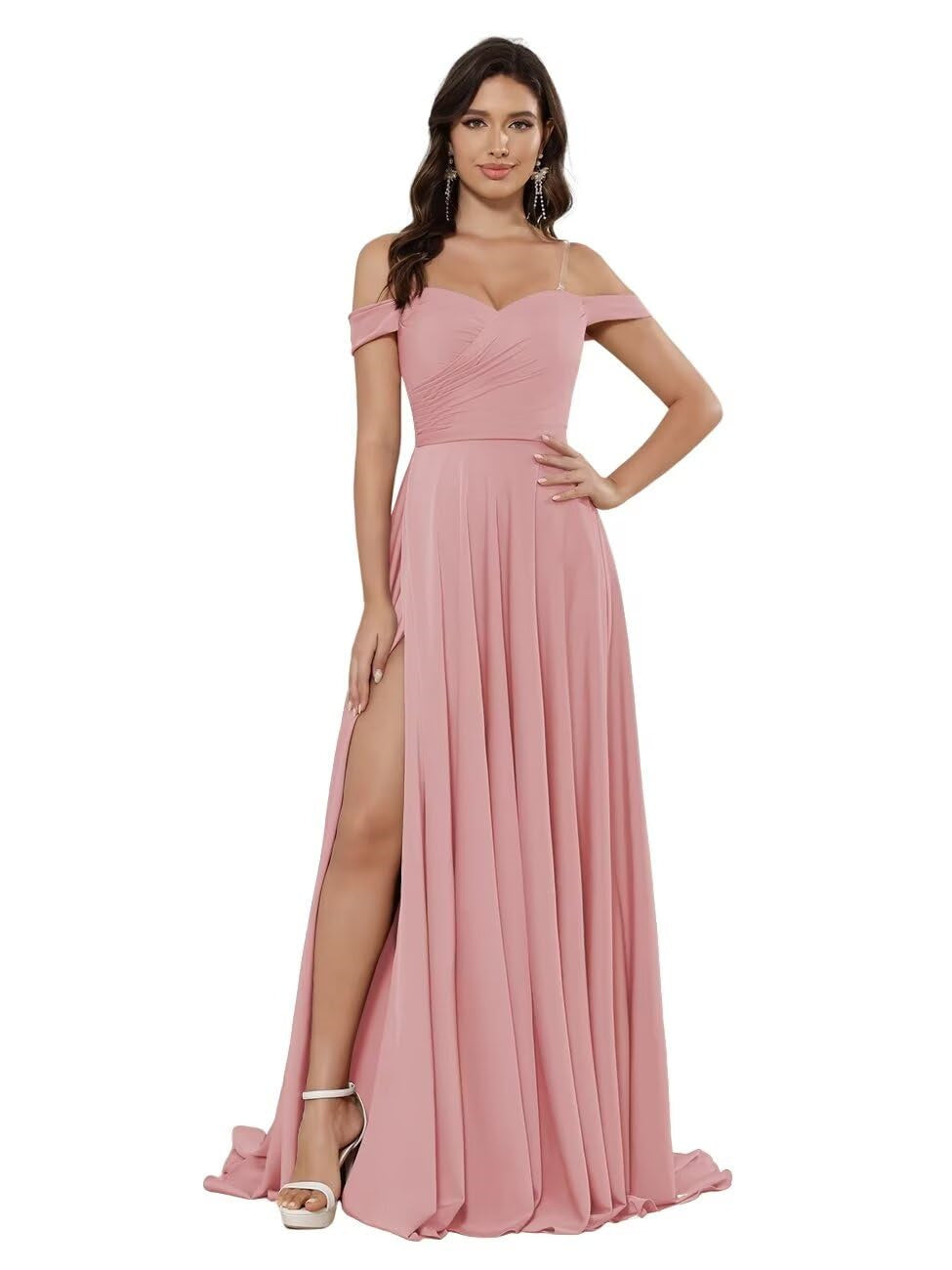 Ligne A/Princesse Satin Hors de l'épaule Sans Manches La Longueur du Sol Robes de Demoiselle d'Honneur