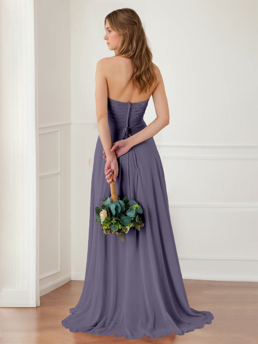 Ligne A/Princesse Sans Bretelles Chérie Neck Sans Manches La Longueur du Sol Robes de Demoiselle d'Honneur avec Froufrous