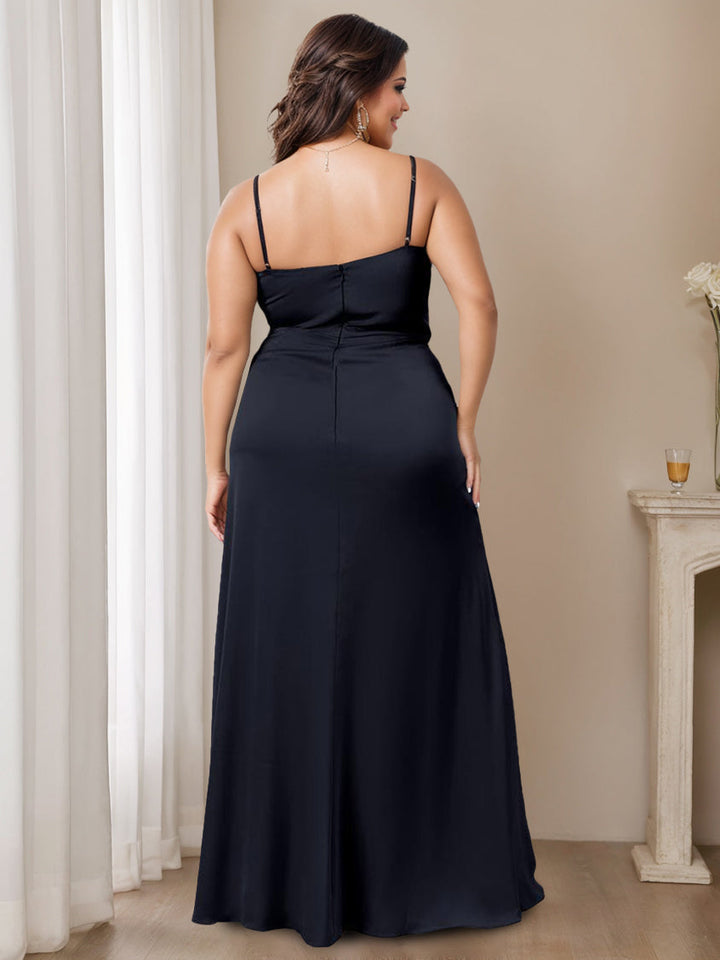 Ligne A/Princesse Bretelles Spaghetti Sans Manches La Longueur du Sol Long Robes de Demoiselle d'Honneur avec Côté Divisé