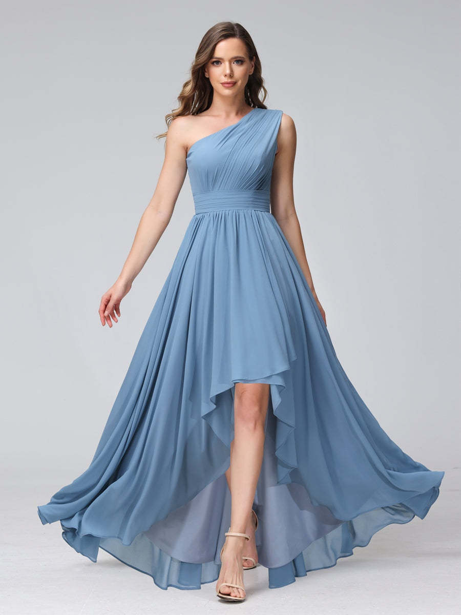 Ligne A/PrincesseUne Épaule Sans Manches Asymétrique Bridemaid Robes avec Poches