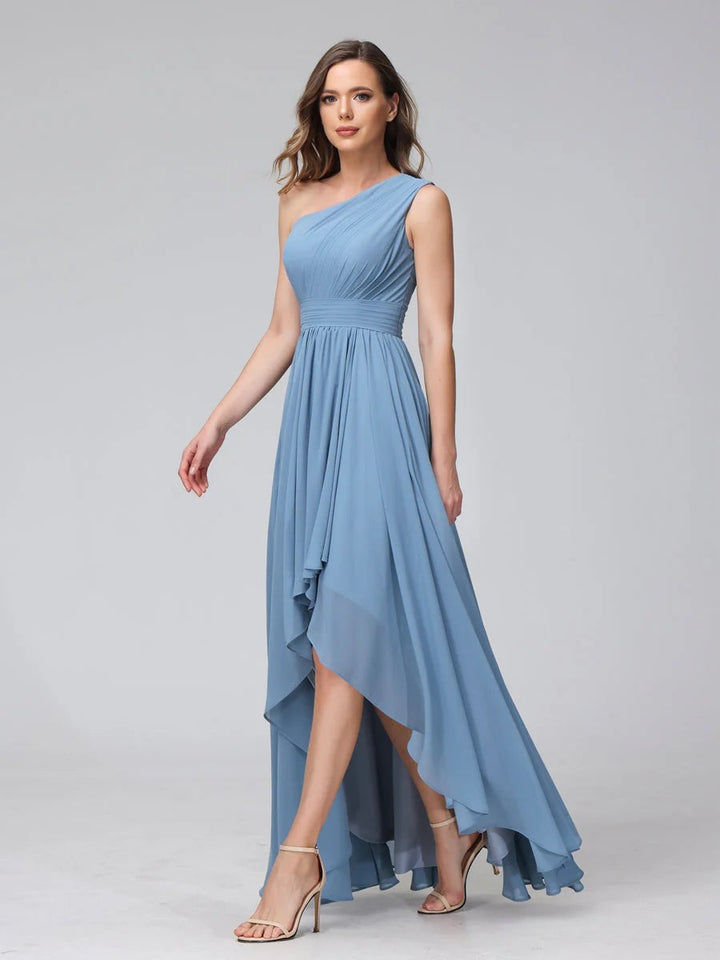 Ligne A/PrincesseUne Épaule Sans Manches Asymétrique Bridemaid Robes avec Poches