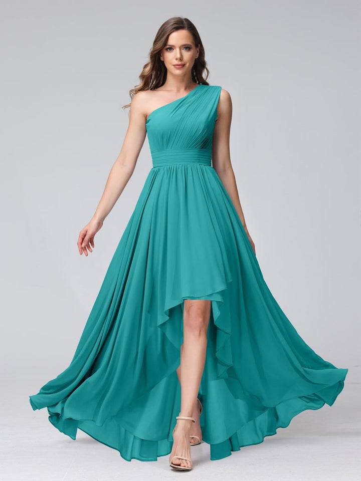 Ligne A/PrincesseUne Épaule Sans Manches Asymétrique Bridemaid Robes avec Poches