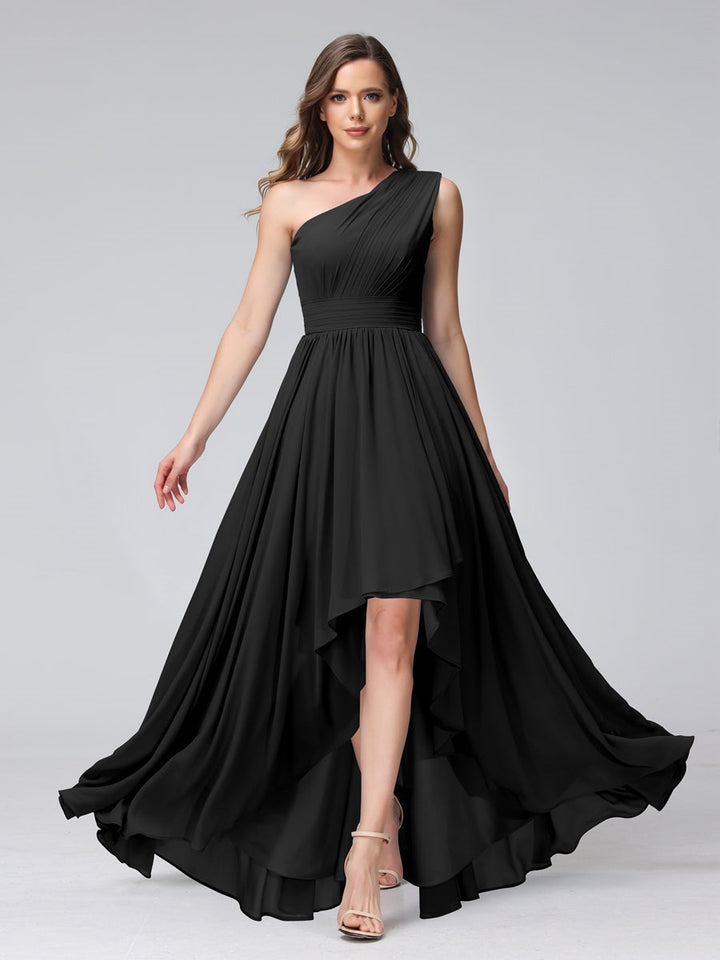 Ligne A/PrincesseUne Épaule Sans Manches Asymétrique Bridemaid Robes avec Poches