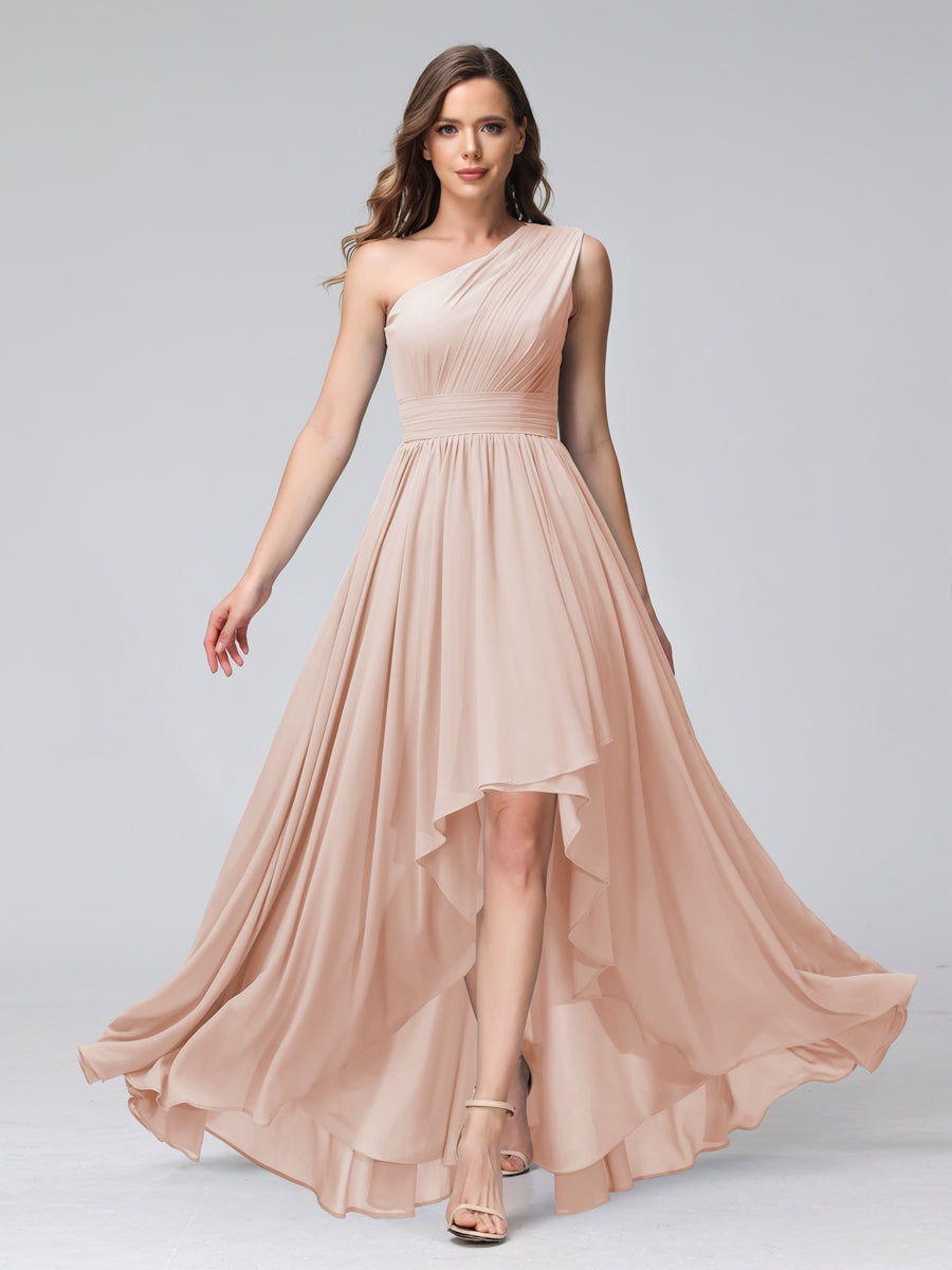Ligne A/PrincesseUne Épaule Sans Manches Asymétrique Bridemaid Robes avec Poches