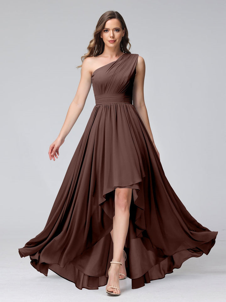 Ligne A/PrincesseUne Épaule Sans Manches Asymétrique Bridemaid Robes avec Poches