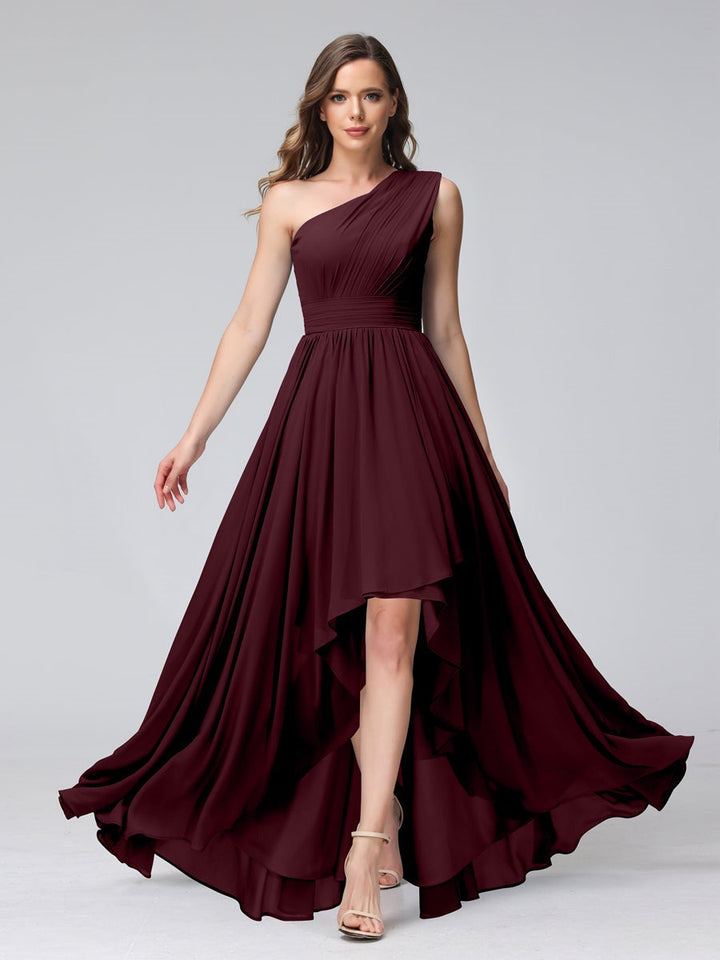Ligne A/PrincesseUne Épaule Sans Manches Asymétrique Bridemaid Robes avec Poches