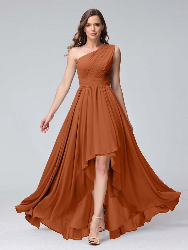 Ligne A/PrincesseUne Épaule Sans Manches Asymétrique Bridemaid Robes avec Poches