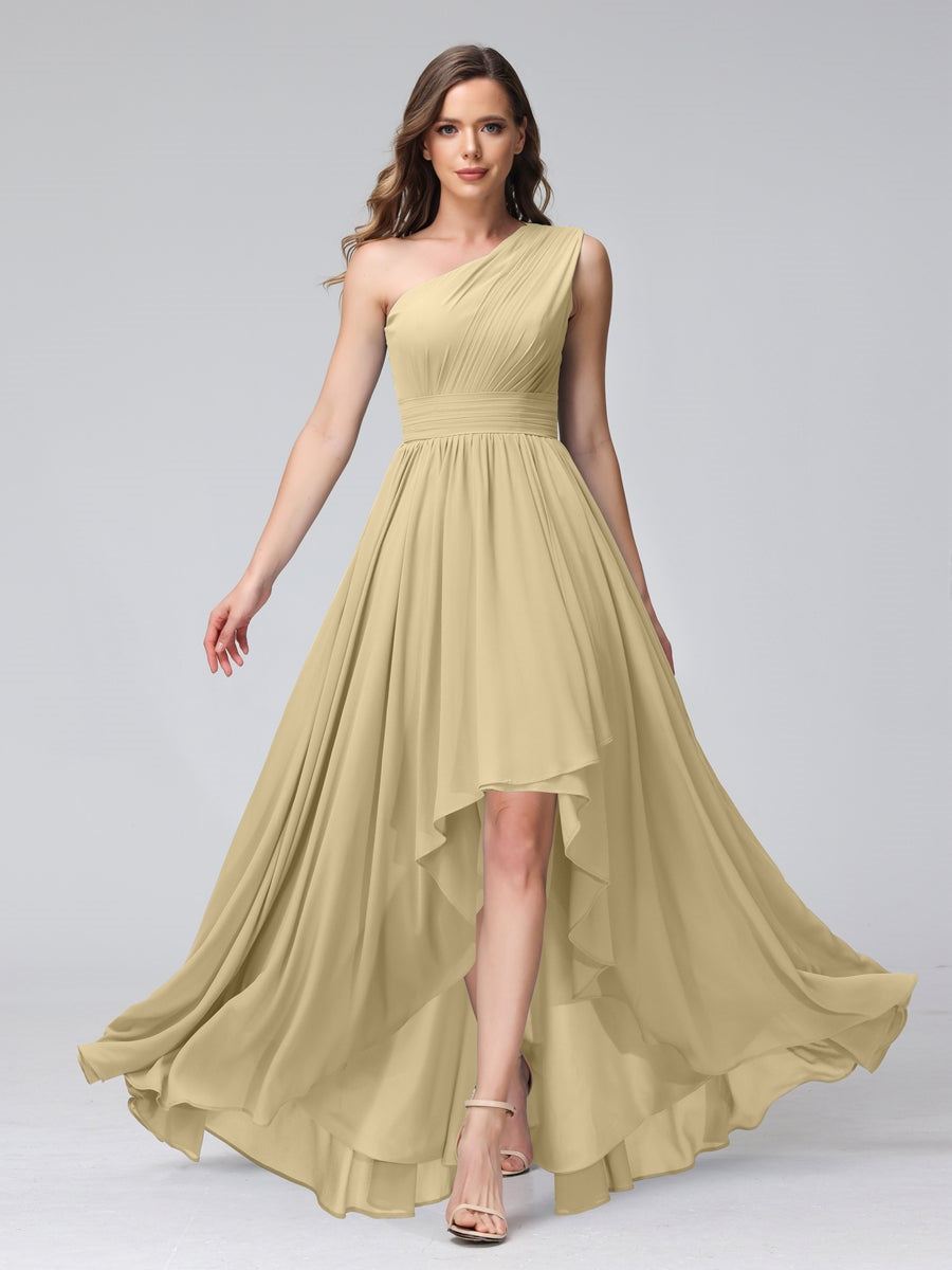 Ligne A/PrincesseUne Épaule Sans Manches Asymétrique Bridemaid Robes avec Poches