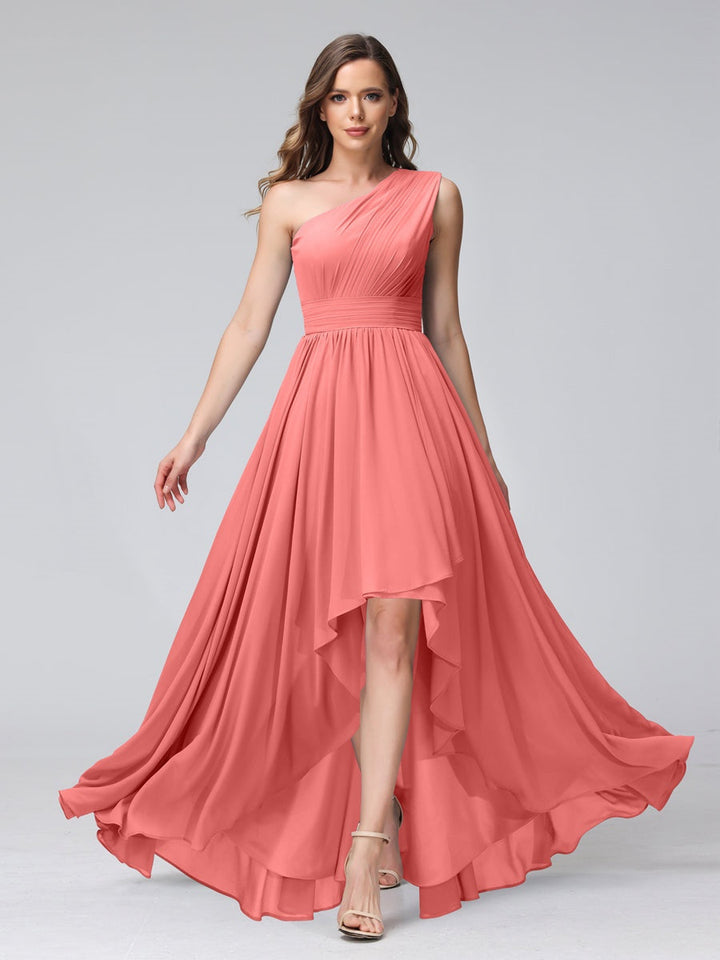 Ligne A/PrincesseUne Épaule Sans Manches Asymétrique Bridemaid Robes avec Poches
