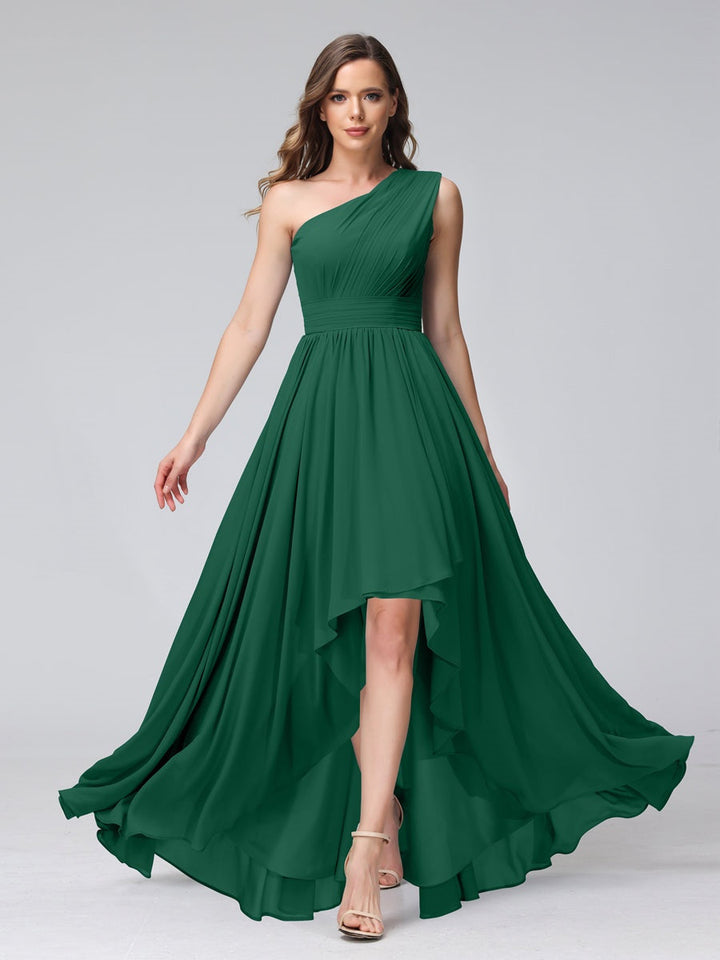 Ligne A/PrincesseUne Épaule Sans Manches Asymétrique Bridemaid Robes avec Poches