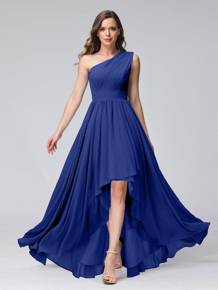 Ligne A/PrincesseUne Épaule Sans Manches Asymétrique Bridemaid Robes avec Poches