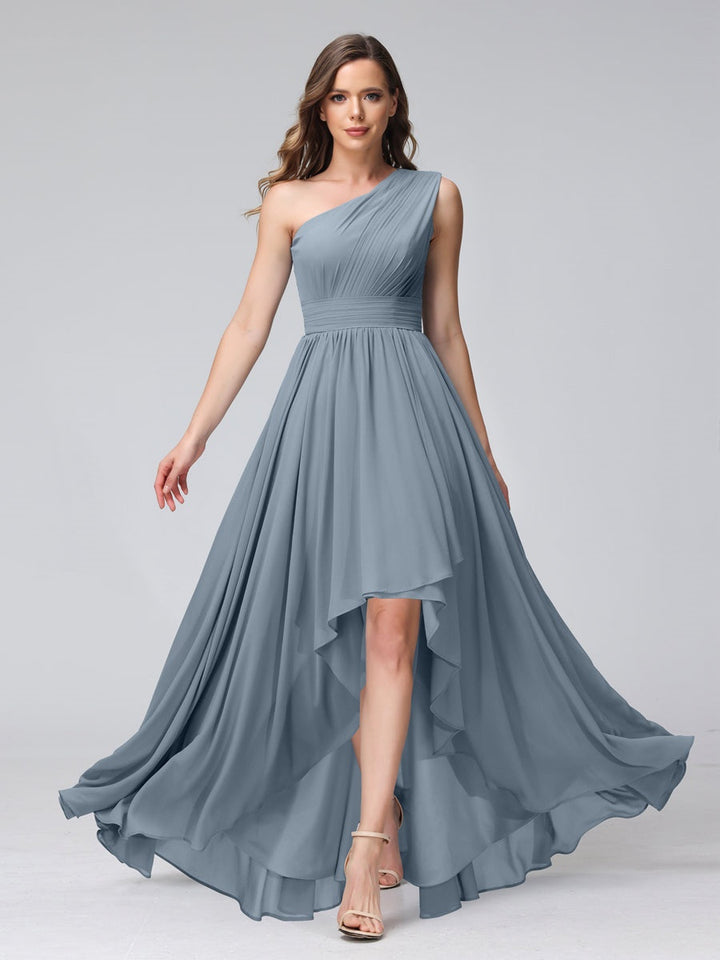 Ligne A/PrincesseUne Épaule Sans Manches Asymétrique Bridemaid Robes avec Poches